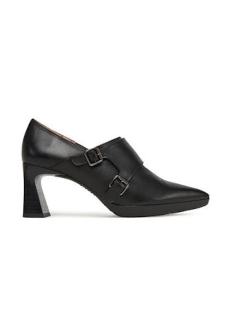Pantofi dama - piele naturala - cu toc - negru elegant
