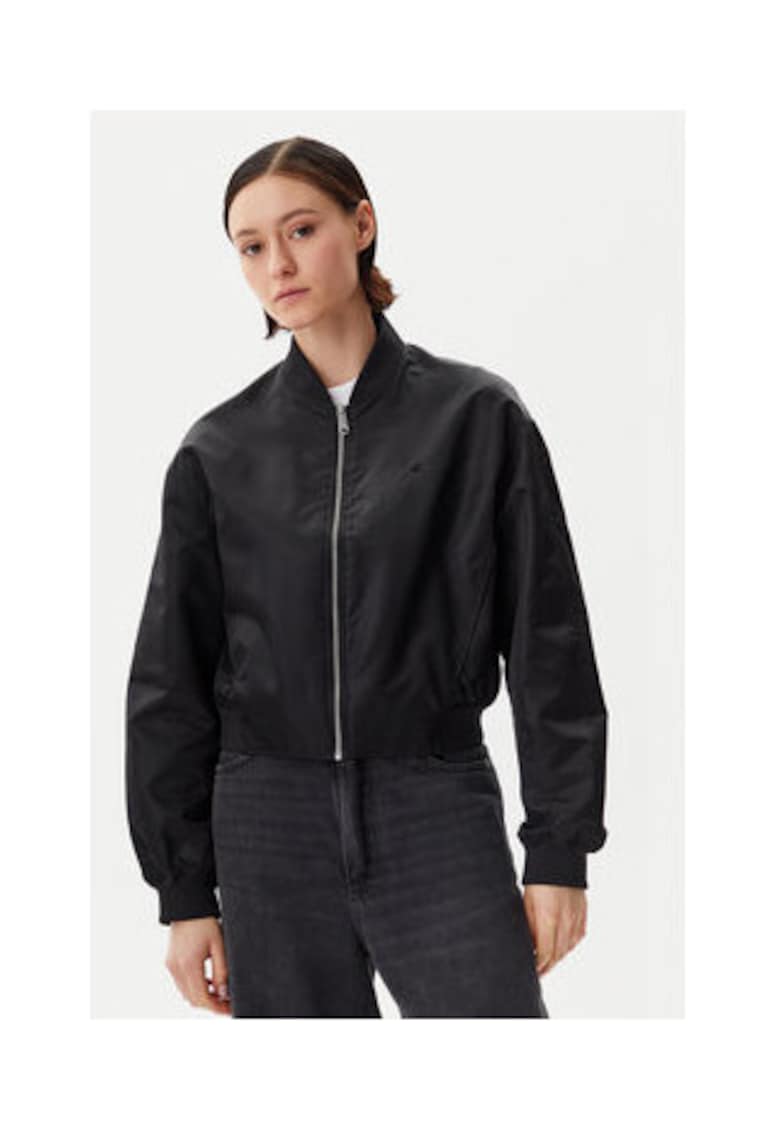 Geaca bomber dama negru - nylon reciclat -