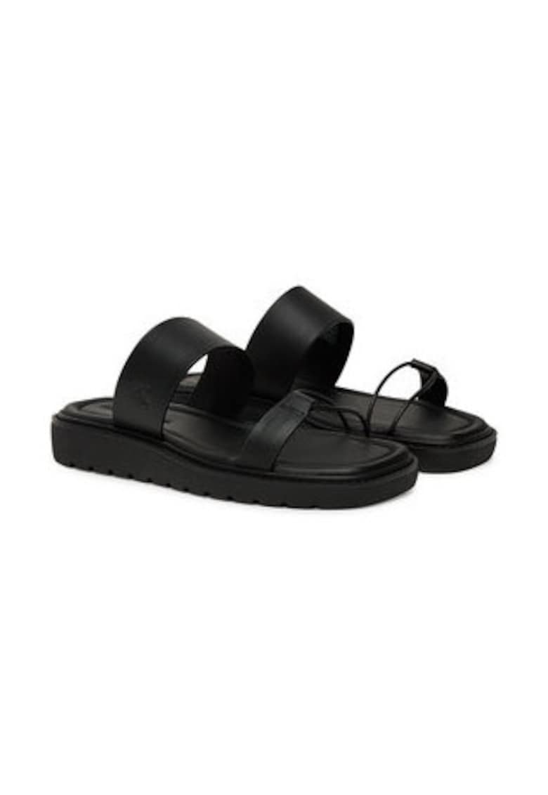 Slapi dama - piele naturala - negru