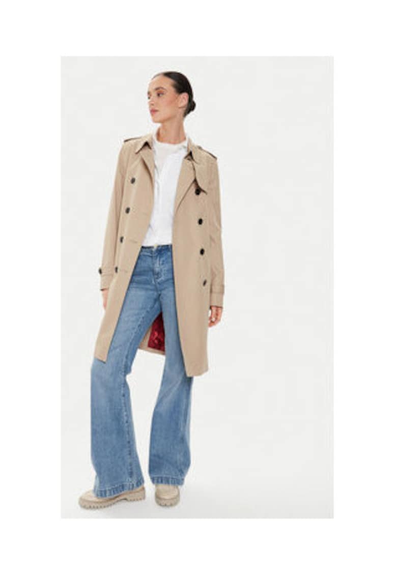 Palton dama - trench - bej - material sintetic -