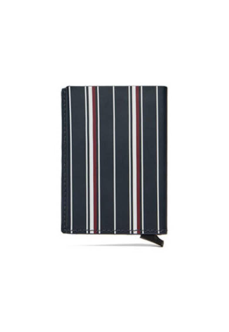 Set portofel barbati - piele naturala - albastru - universal