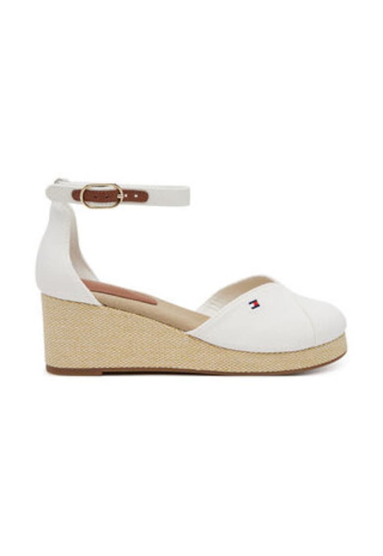Pantofi dama - platforma - textil - alb -