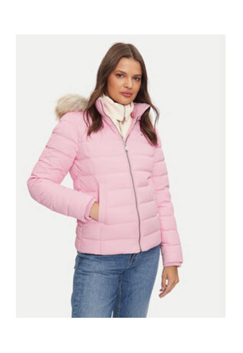 Geaca de puf dama - roz - material sintetic -