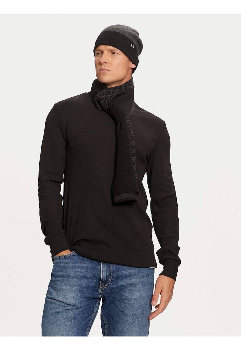 Set fular si caciula barbati - negru - universal