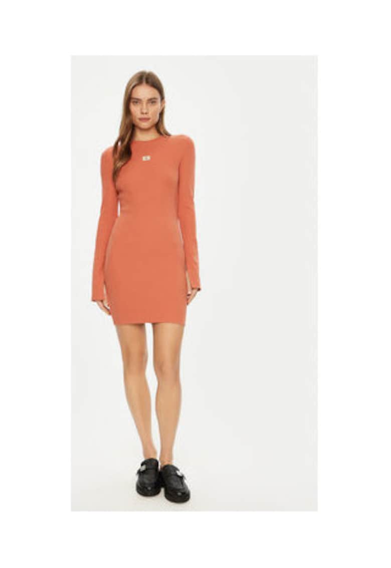 Rochie de zi Dama - portocalie - bumbac-elastan -