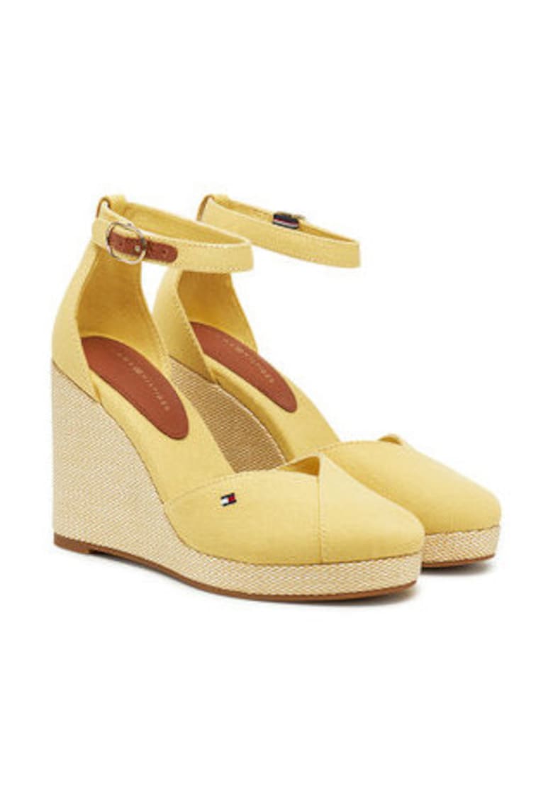 Pantofi de dama - galbeni - textil - toc plat -