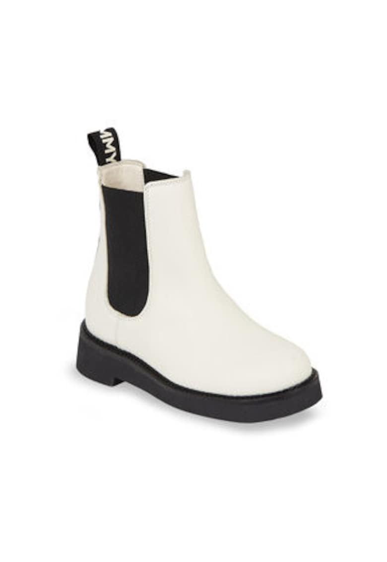 Ghete dama -  Chelsea - piele naturala - alb/negru