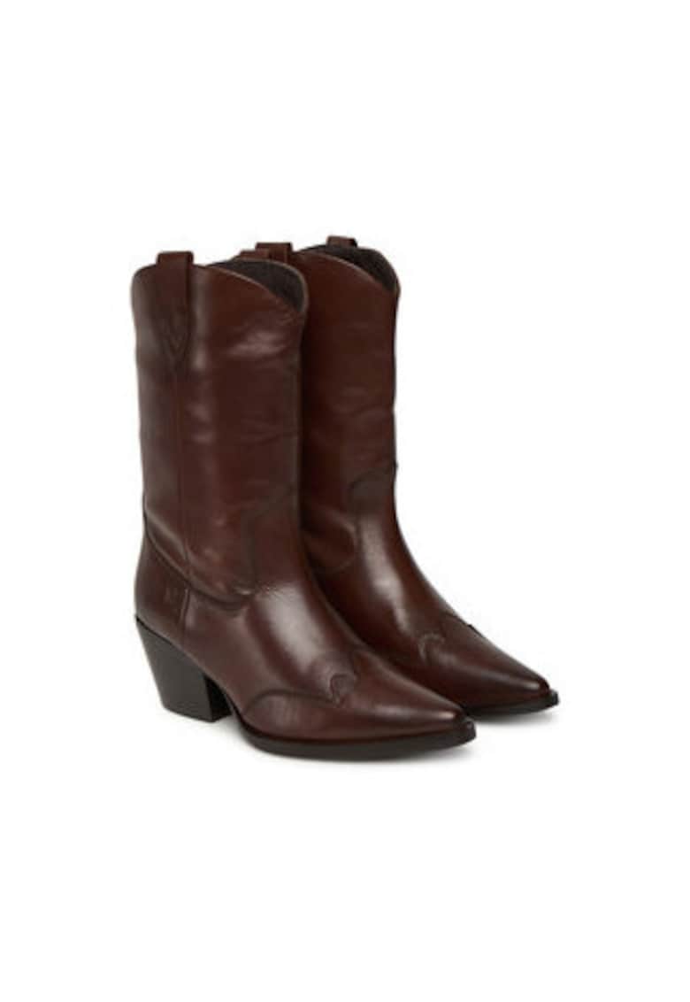 Cizme dama -  model cowboy - piele naturala - visiniu