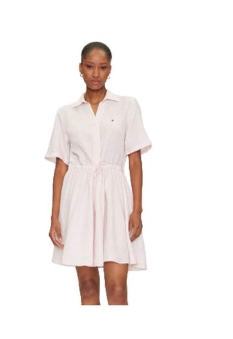 Rochie tip camasa - roz - material sintetic -