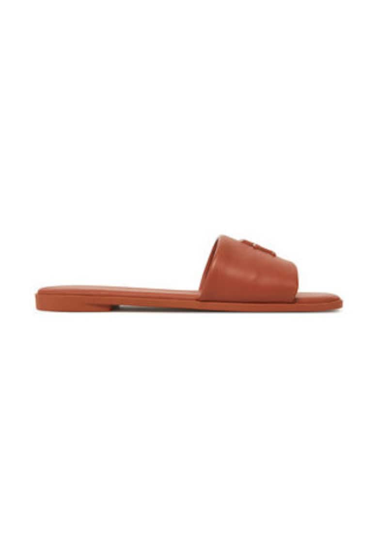 Slapi dama - piele naturala - maro -