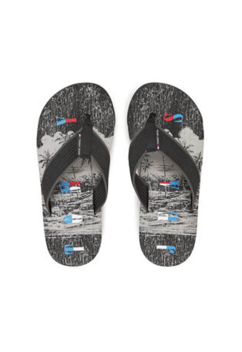 Slapi barbatesti -  negru - material textil