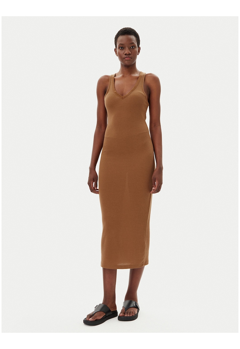 Rochie casual material sintetic - portocaliu
