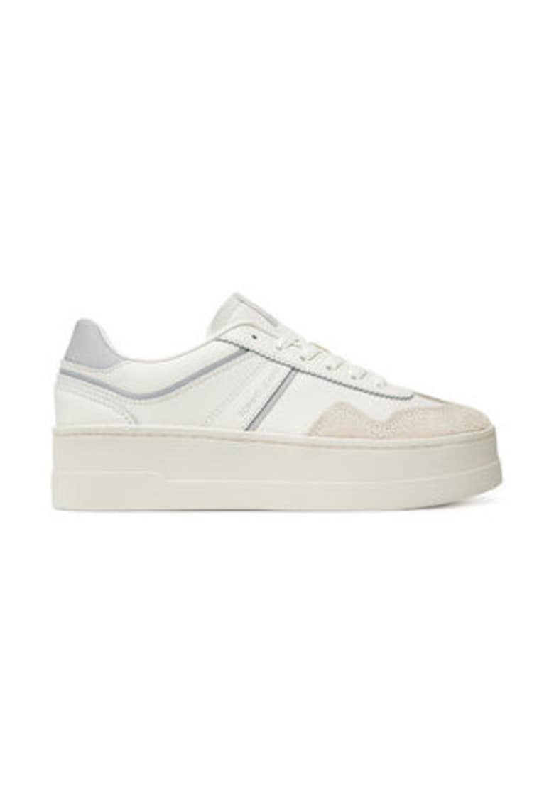 Pantofi sport flatform din piele - Alb
