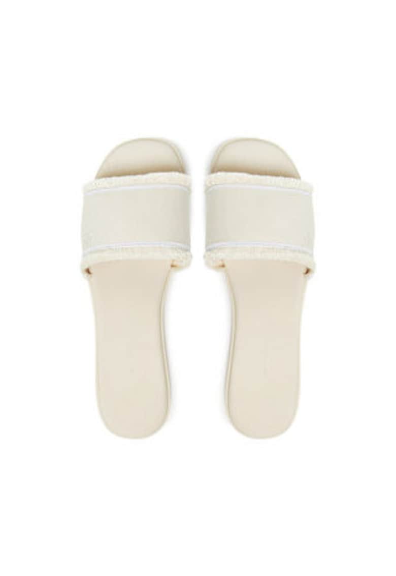 Papuci dama -  alb - material textil