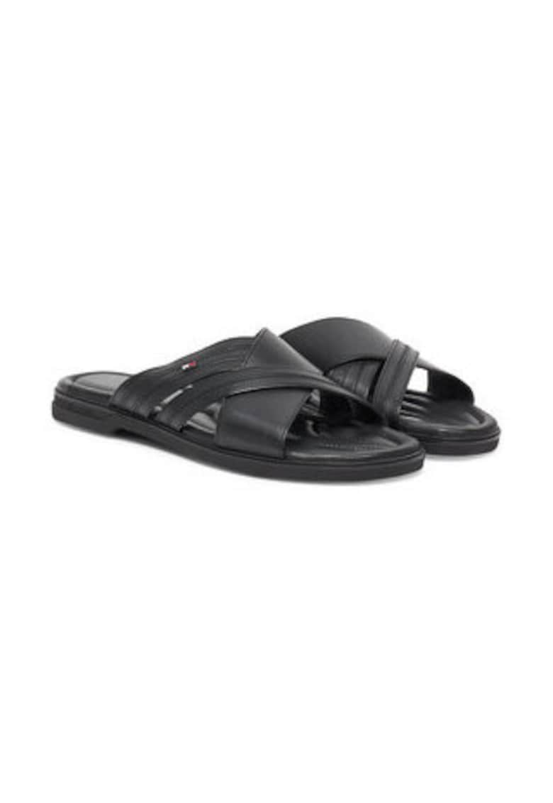 Papuci barbatesti - piele naturala negru
