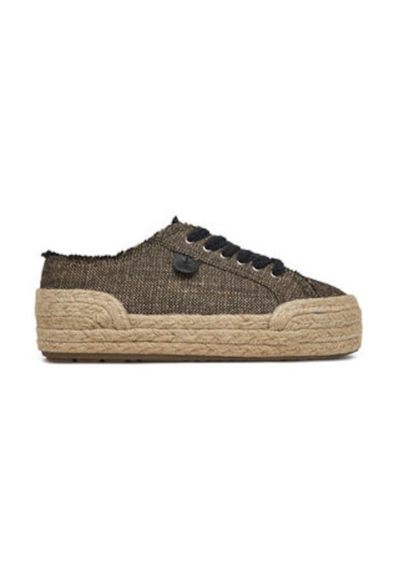 Espadrile dama - material textil - negru/bej
