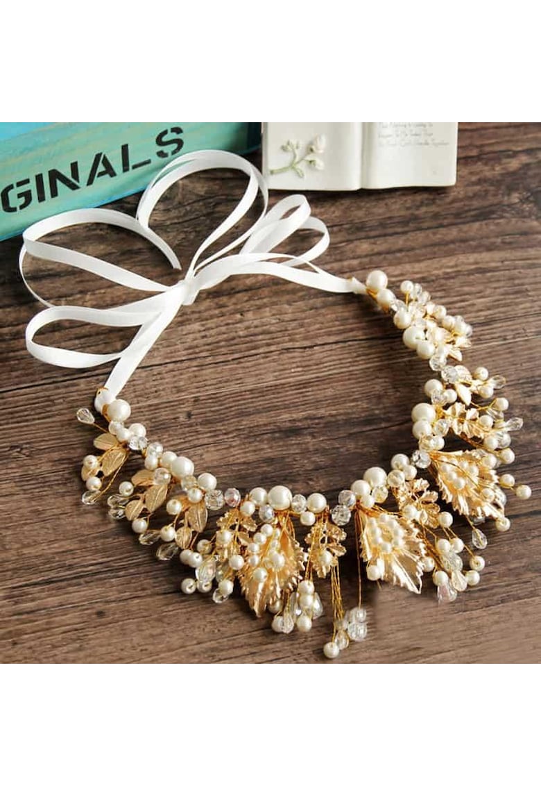 Coronita modelatoare - cu frunze aurii si perle - Maibel C1 -