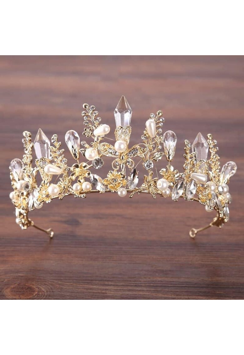 Coronita aurie - cu cristale si perle - Maia C3 -