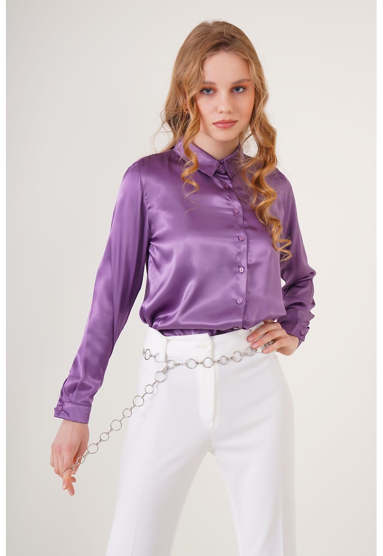 Camasa dama - HiCCUP - camasa cu maneca lunga - violet tyrian - satin