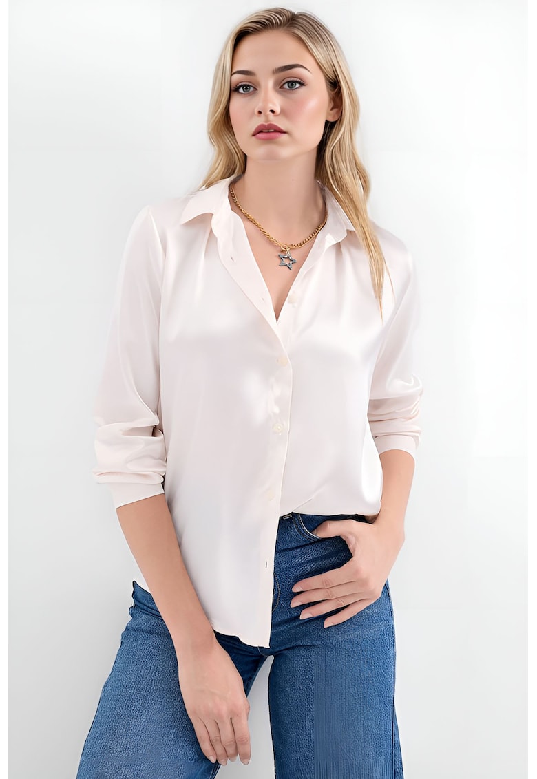 Camasi dama - HiCCUP - camasa cu maneca lunga - satin - crem
