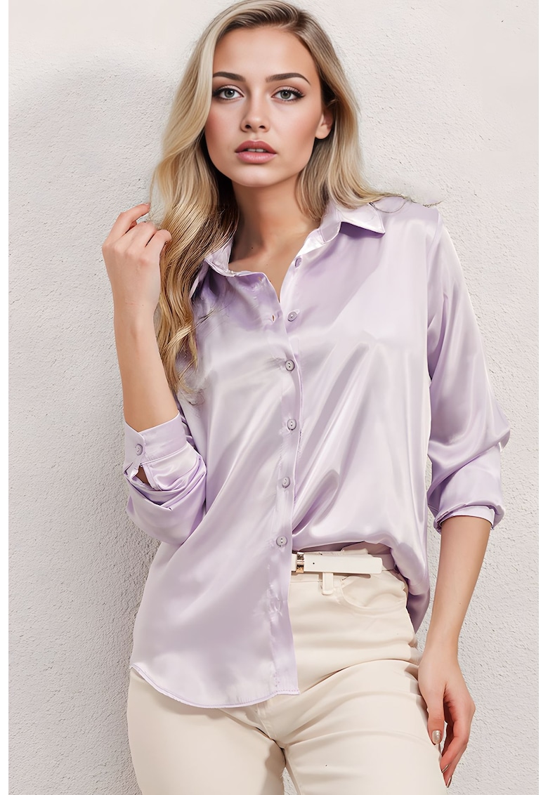 Camasi dama - HiCCUP - camasa cu maneca lunga - satin - violet deschis