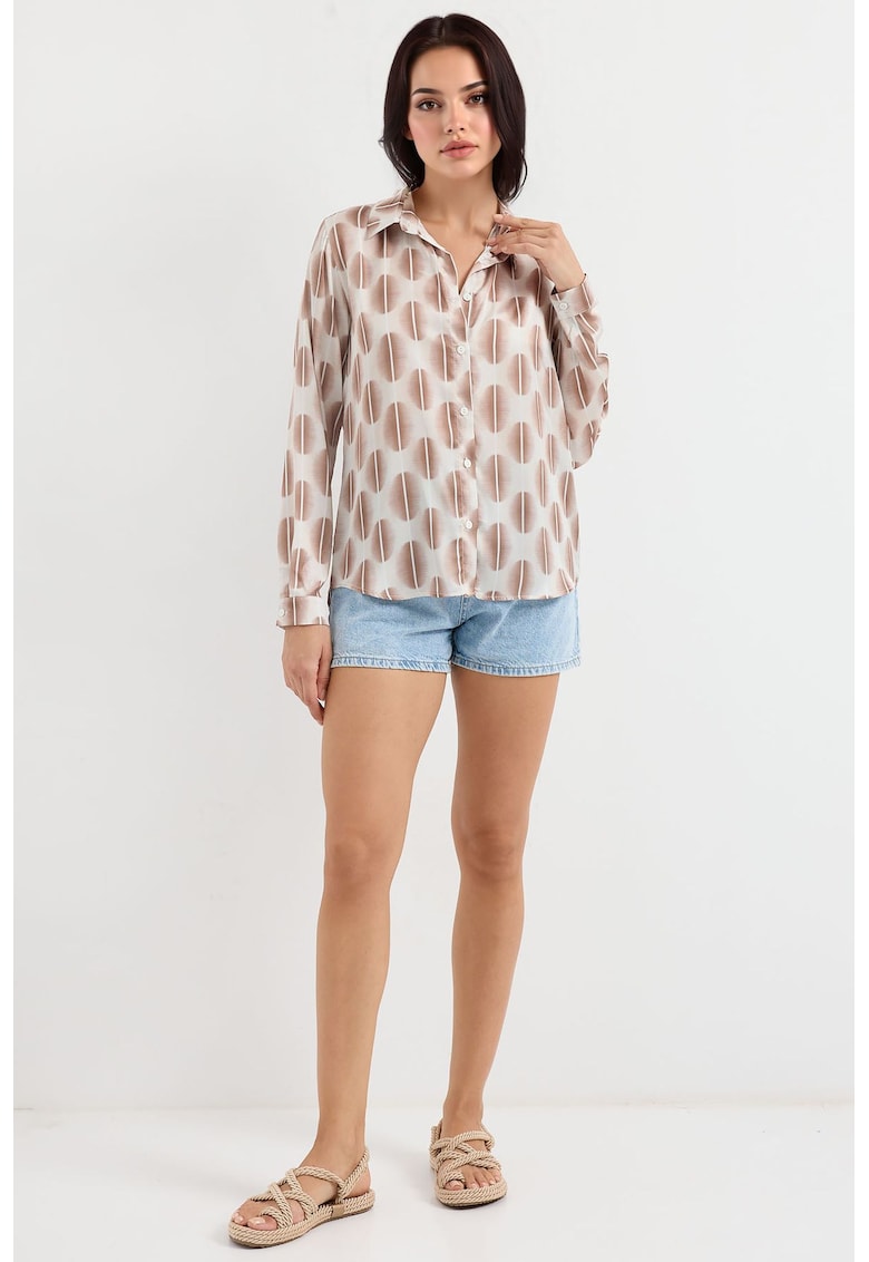 Camasi dama - HiCCUP - camasa cu maneca lunga - satin - maro melanj