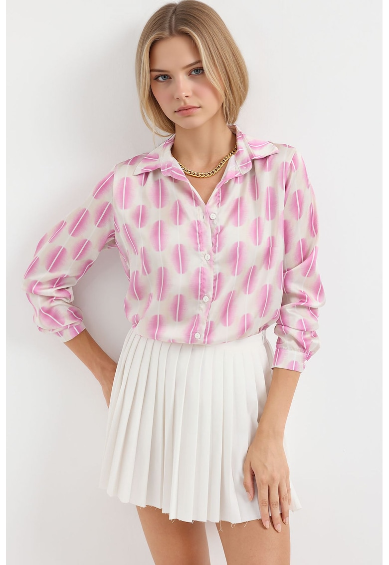 Camasi dama - HiCCUP - camasa cu maneca lunga - roz pal - textil