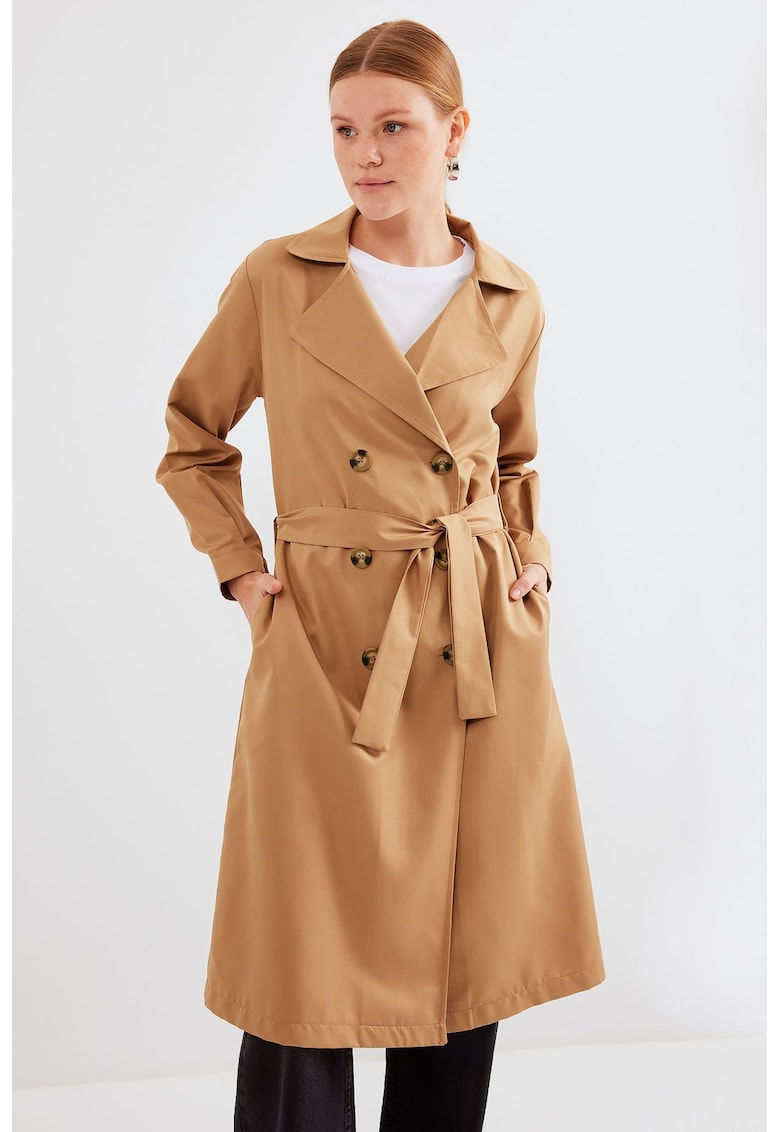 Palton dama BigDart - trench lung - doua randuri de nasturi - textil - Camila Maro -