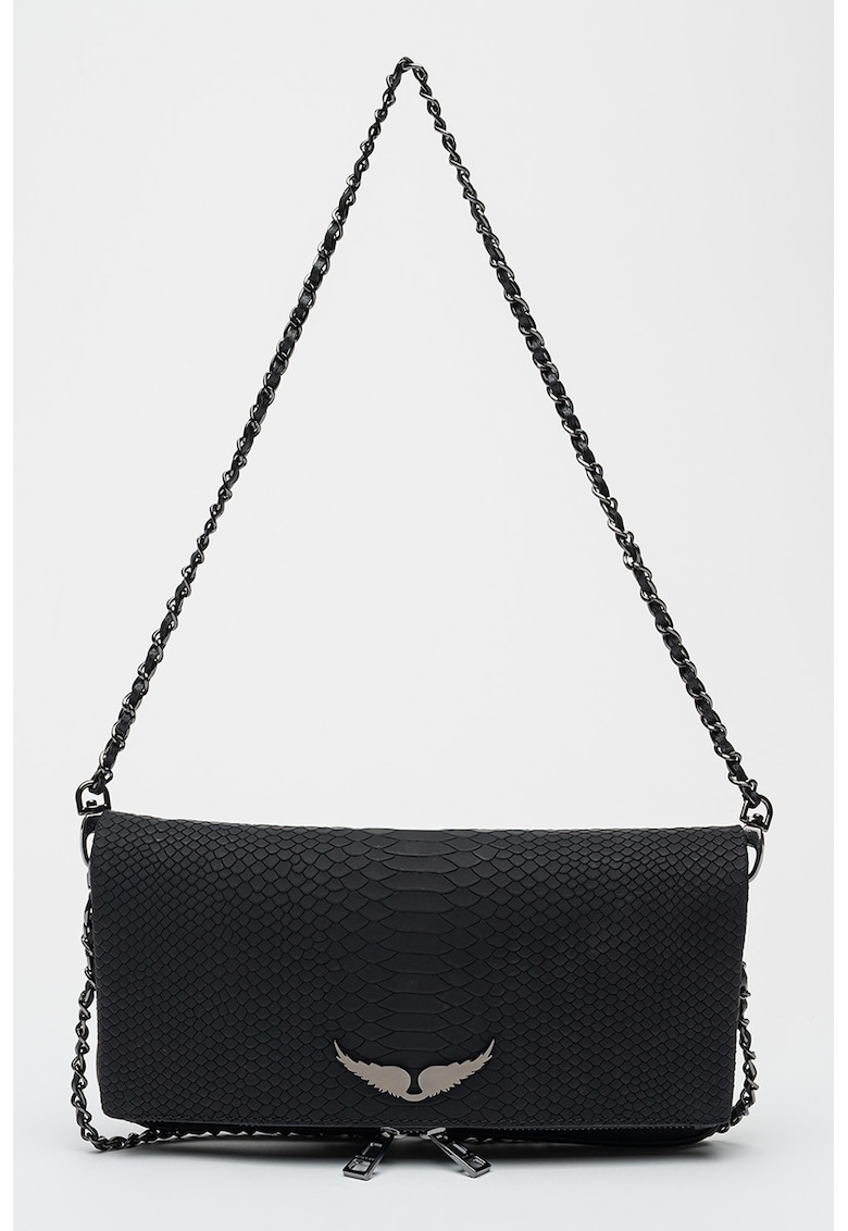 Geanta crossbody de piele Rock Soft Savage - Negru