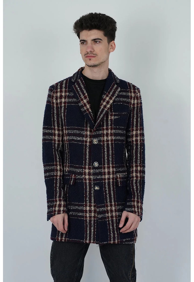 Palton regular fit cu imprimeu tartan