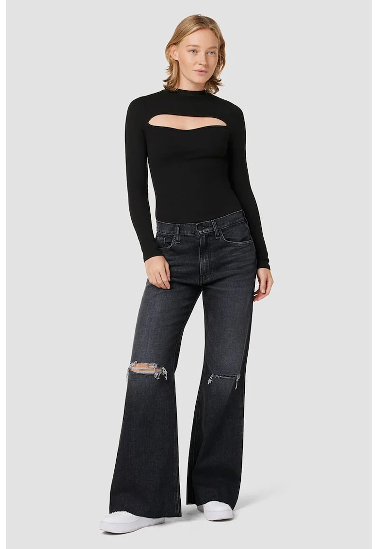 Blugi evazati cu talie inalta - Negru - Negru