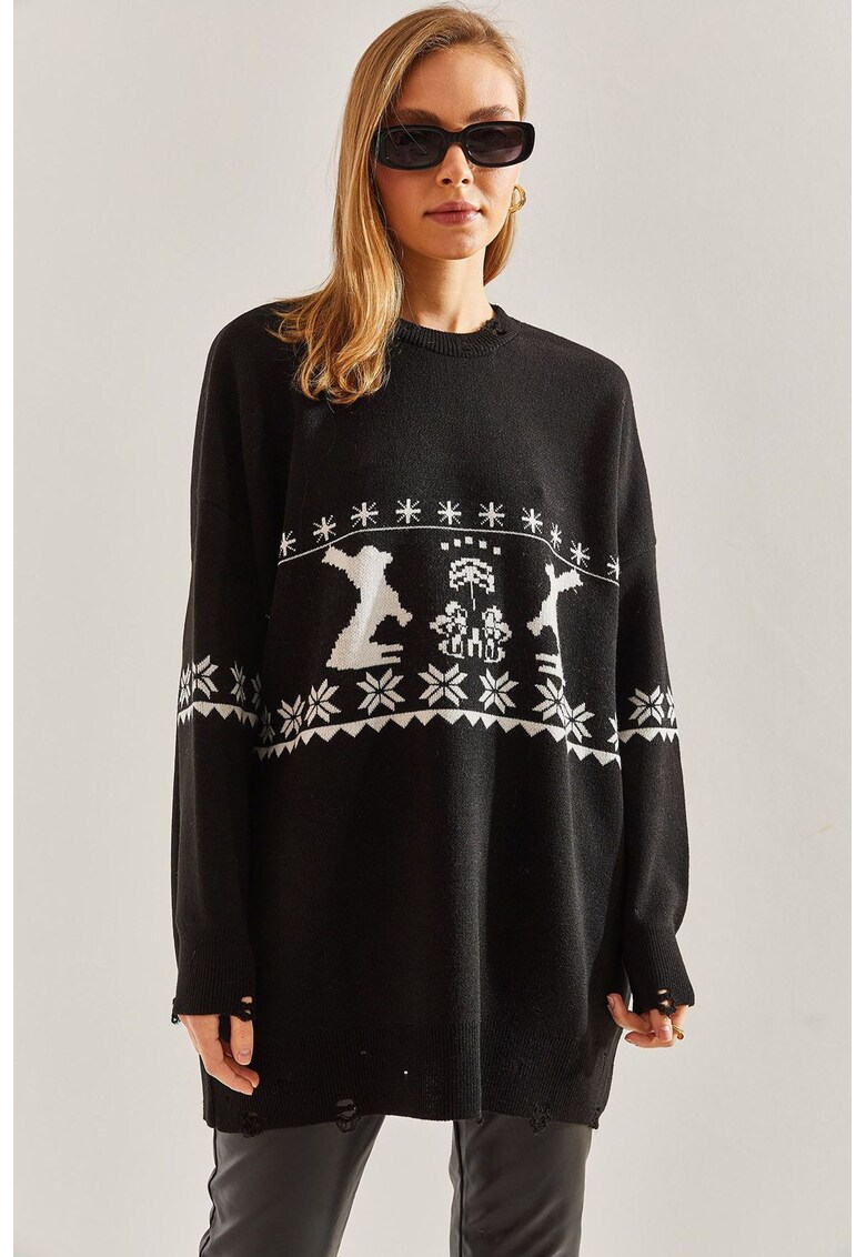 Pulover dama -  supradimensionat - acril - negru -