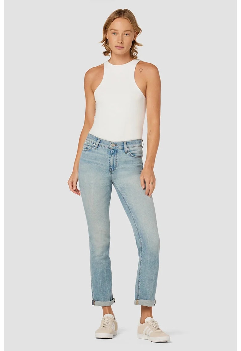 Blugi din denim lejeri cu talie înaltă