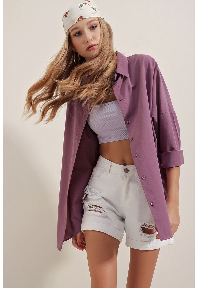Camasi dama - HiCCUP - camasa supradimensionata - bumbac - violet deschis