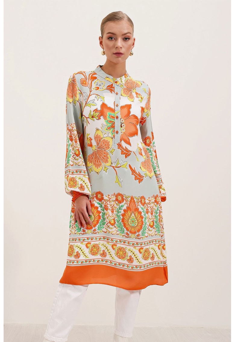 Rochie Midi - model BDART - tangerine - viscoza