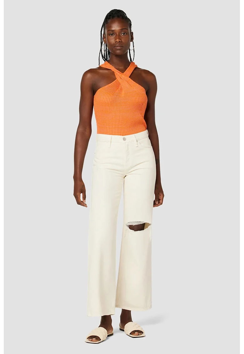 Blug cu croi drept din denim moale cu talie inalta