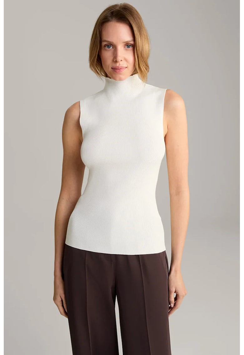 Bluza cu guler inalt fara maneci cu detaliu metalic logo la spate