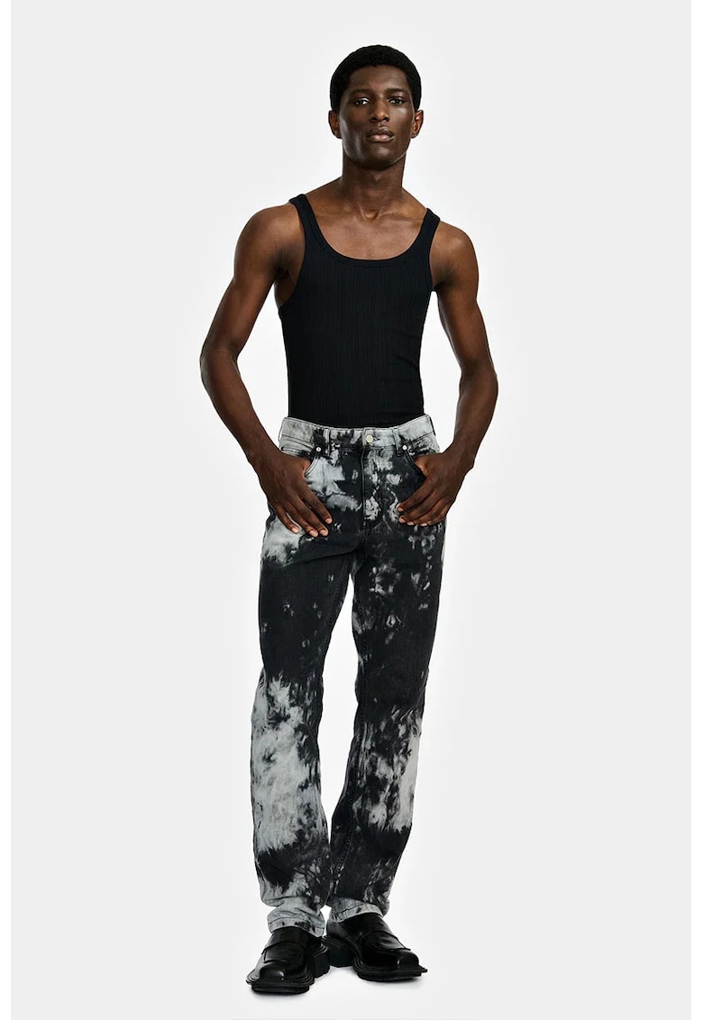 Blugi cu croi clasic cu imprimeu tie dye - Gri