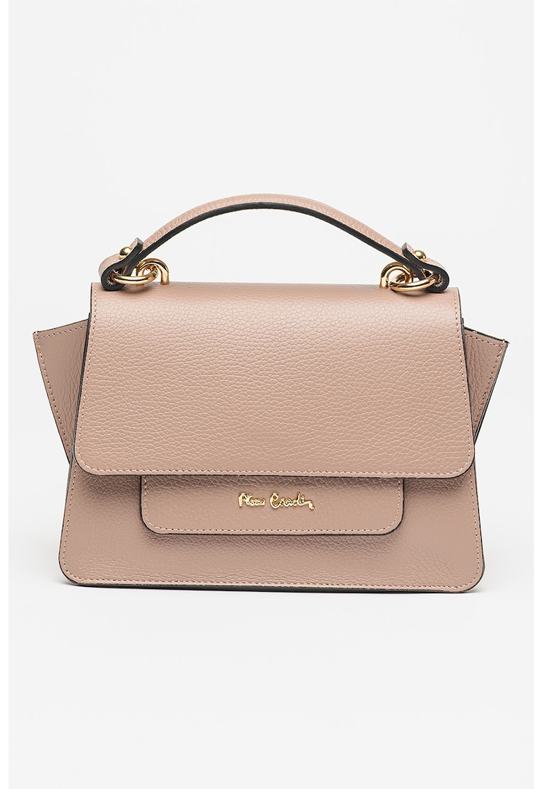 Geanta de piele cu maner si logo discret