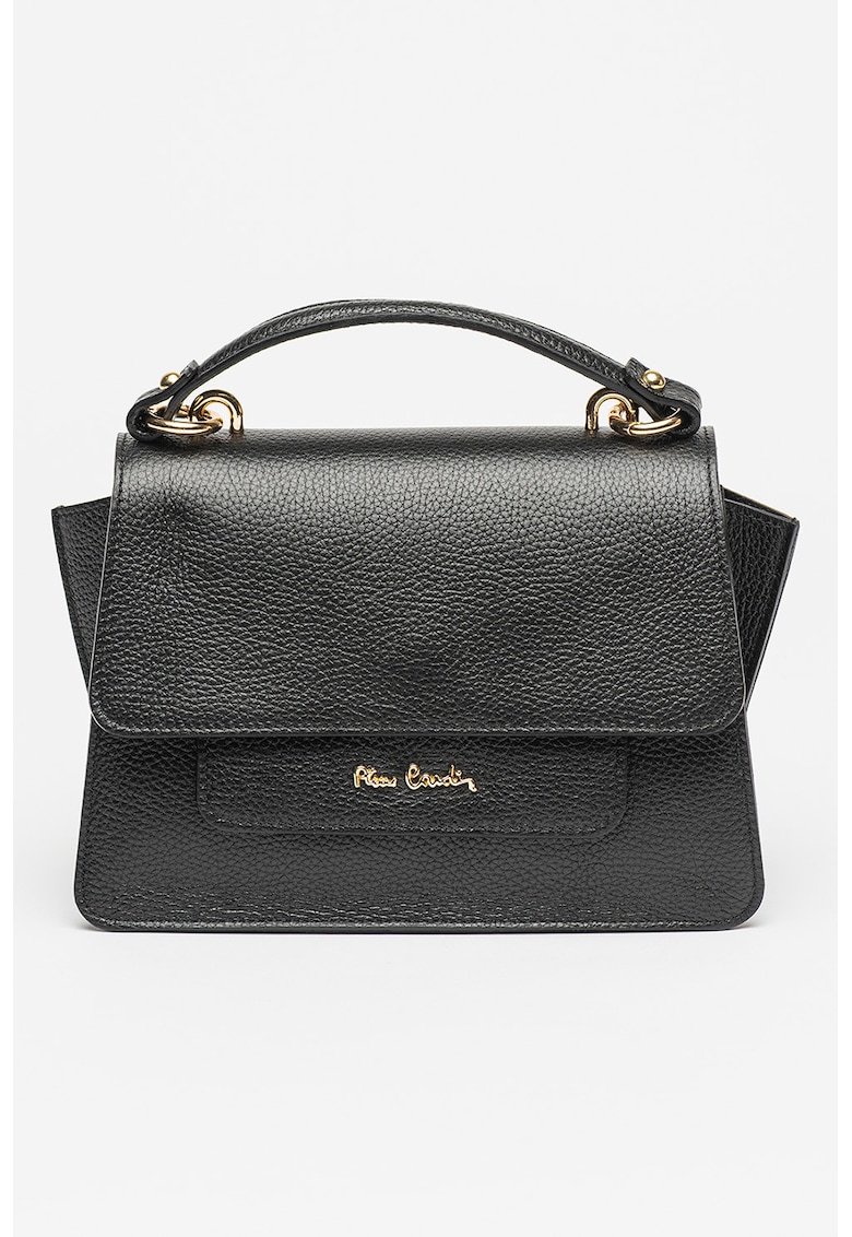 Geanta de piele cu maner si logo discret