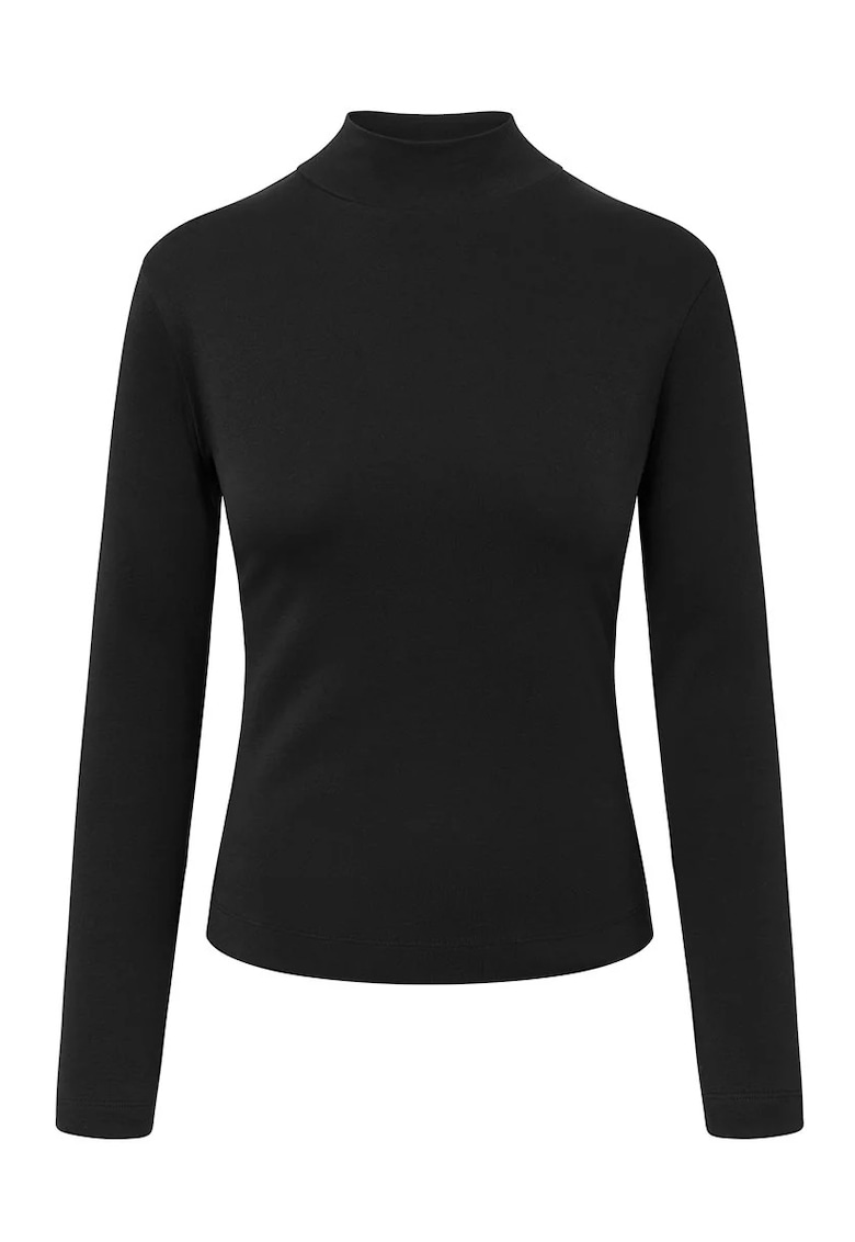 Bluză cu guler înalt cu mâneci lungi și detaliu tip logo la spate