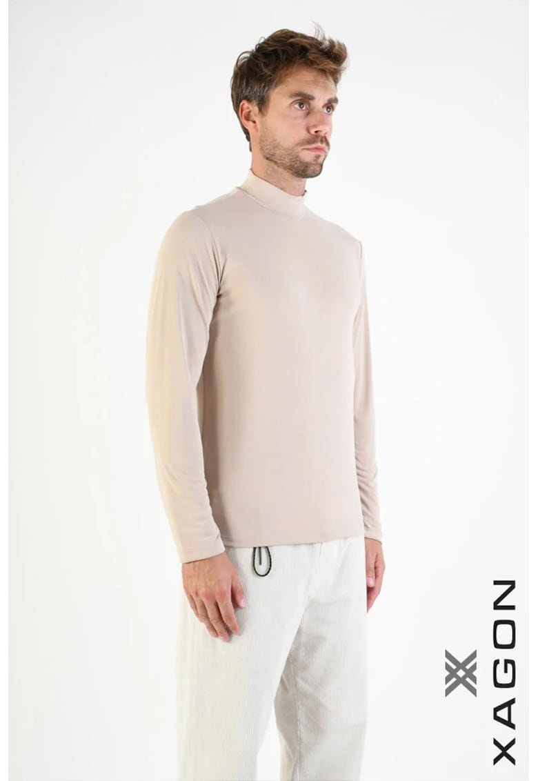 Bluză cu guler înalt bărbătească cu design minimalist și croială slim fit