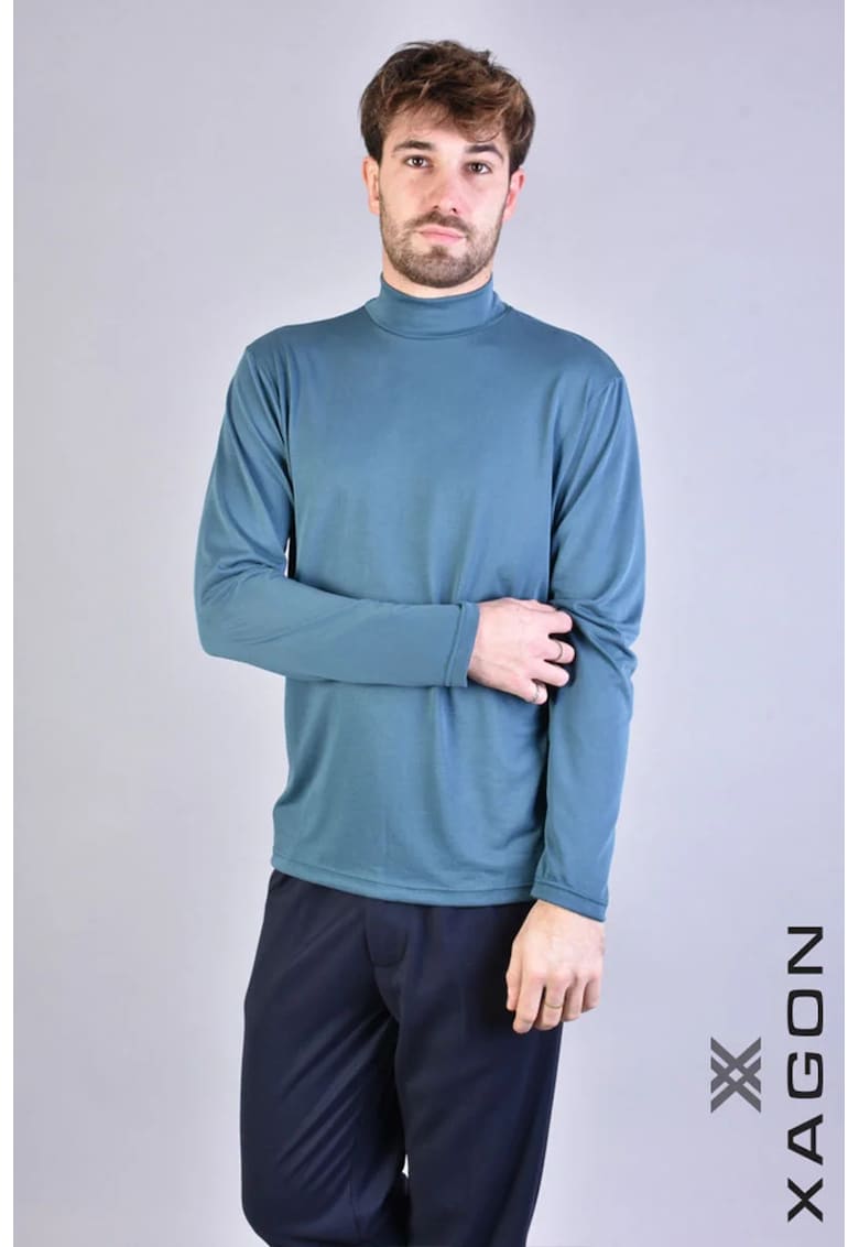 Bluză cu guler înalt bărbătească cu design minimalist și croială slim fit