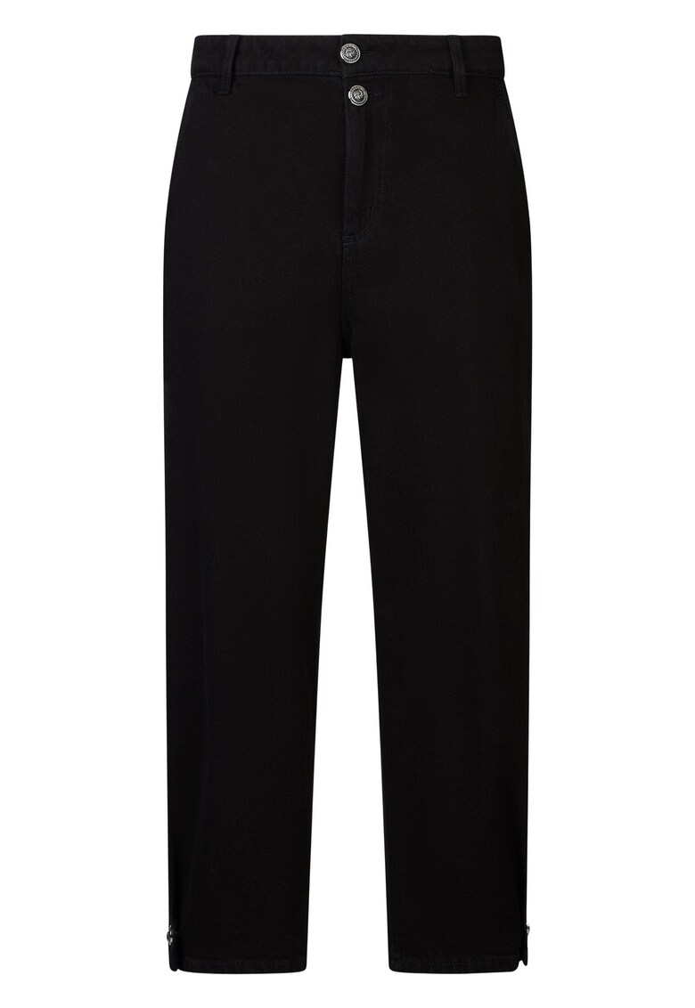 Blugi crop cu nasturi la terminatii