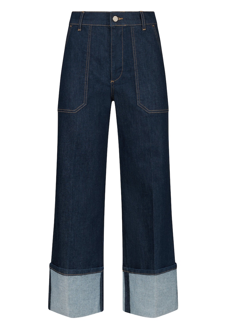 Blugi crop drepti - Albastru petrol