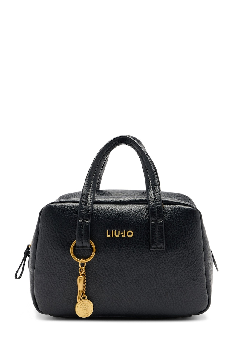 Geanta crossbody de piele ecologica cu accesoriu logo - Negru