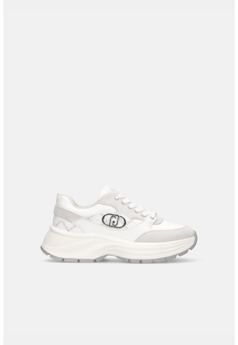 Pantofi sport de piele intoarsa si piele cu model monograma