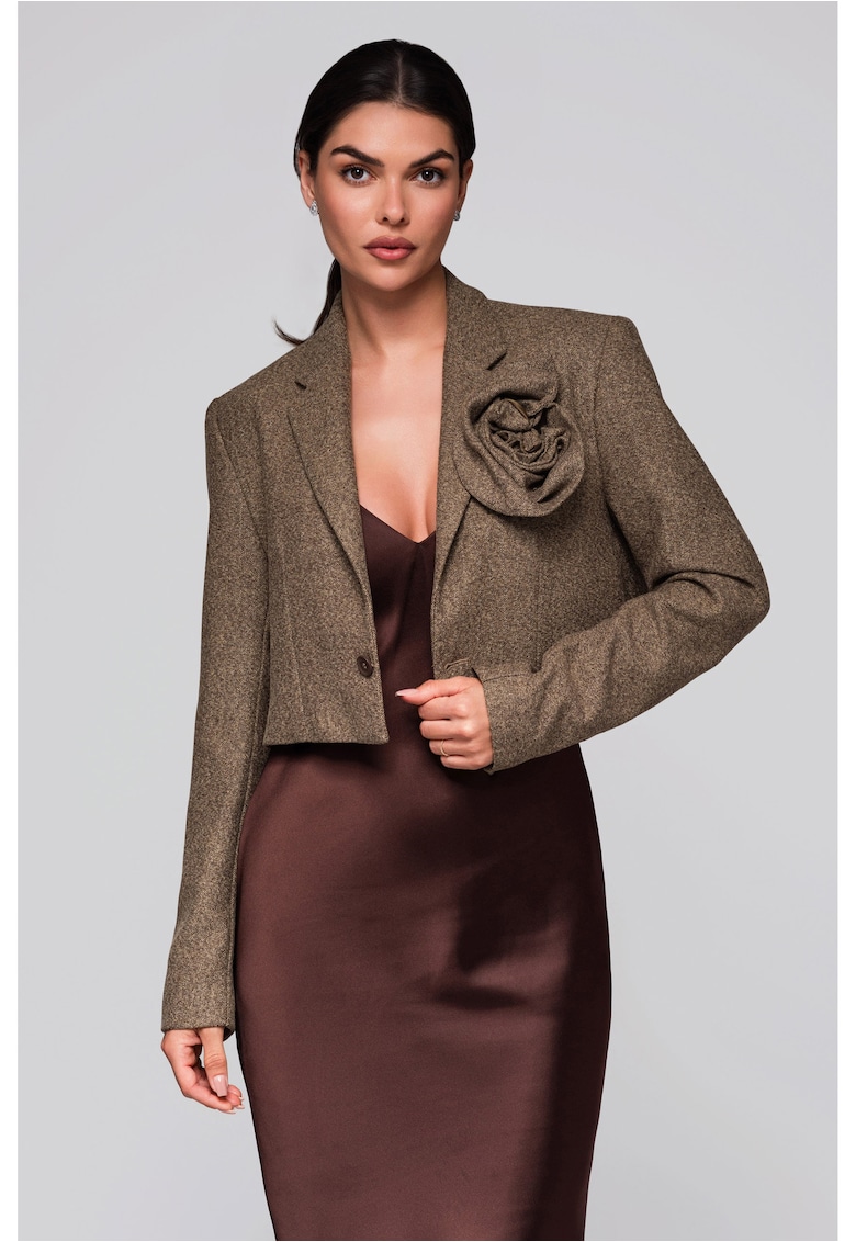 Sacou scurt elegant cu floare cusuta  LW-BLZB-0100