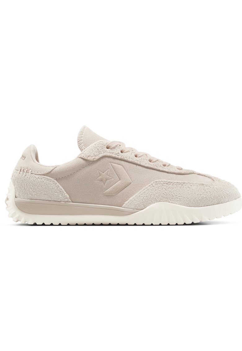 Pantofi sport de piele intoarsa cu logo - Bej