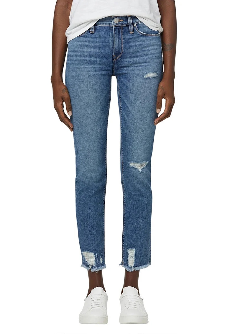 Blugi drepti crop cu talie inalta